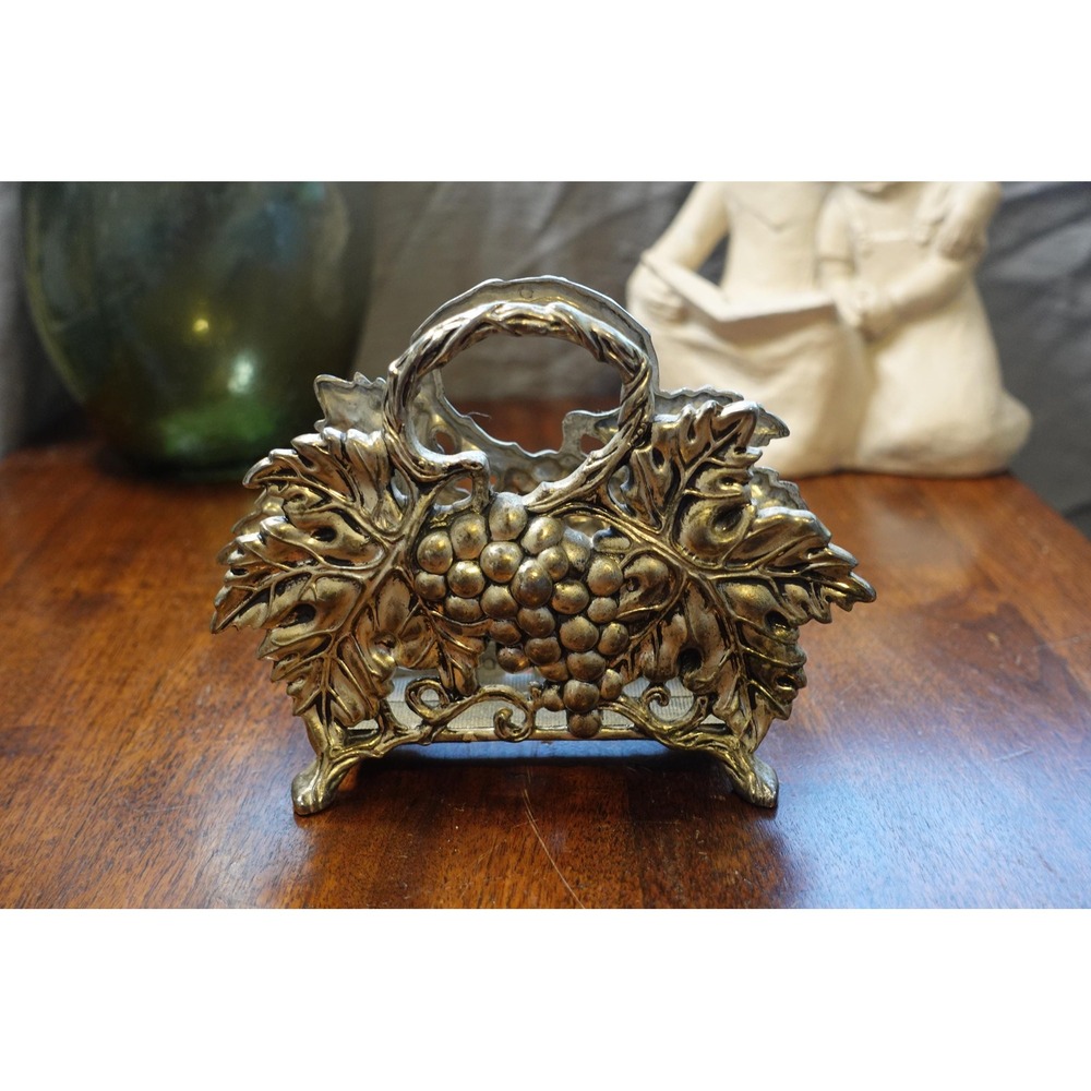 Vintage Godinger silver napkins holder with grapes and vines‎ ornate details